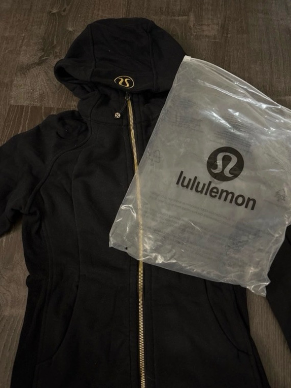 lululemon athletica Black Hoodie Jacket with Gold Zipper